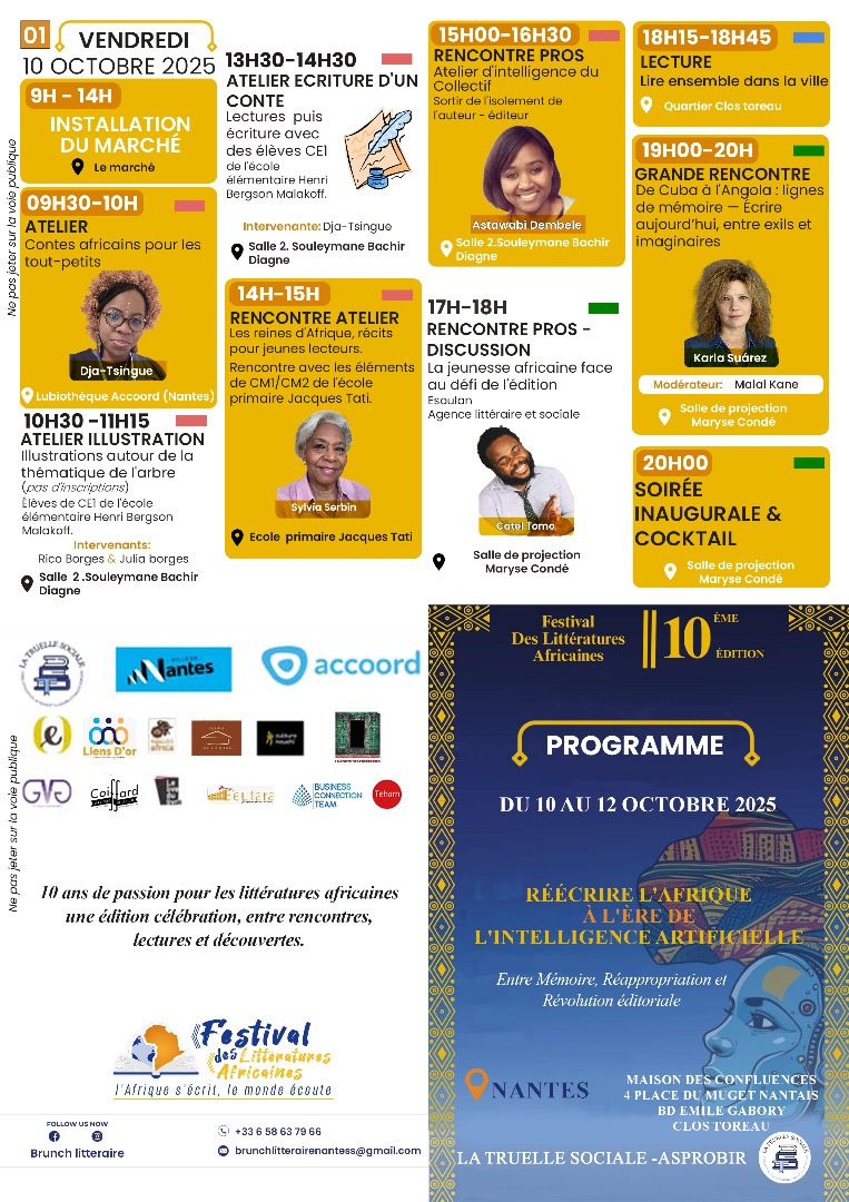 Programme détaillé du Festival des Littératures Africaines 2025 - Partie 1