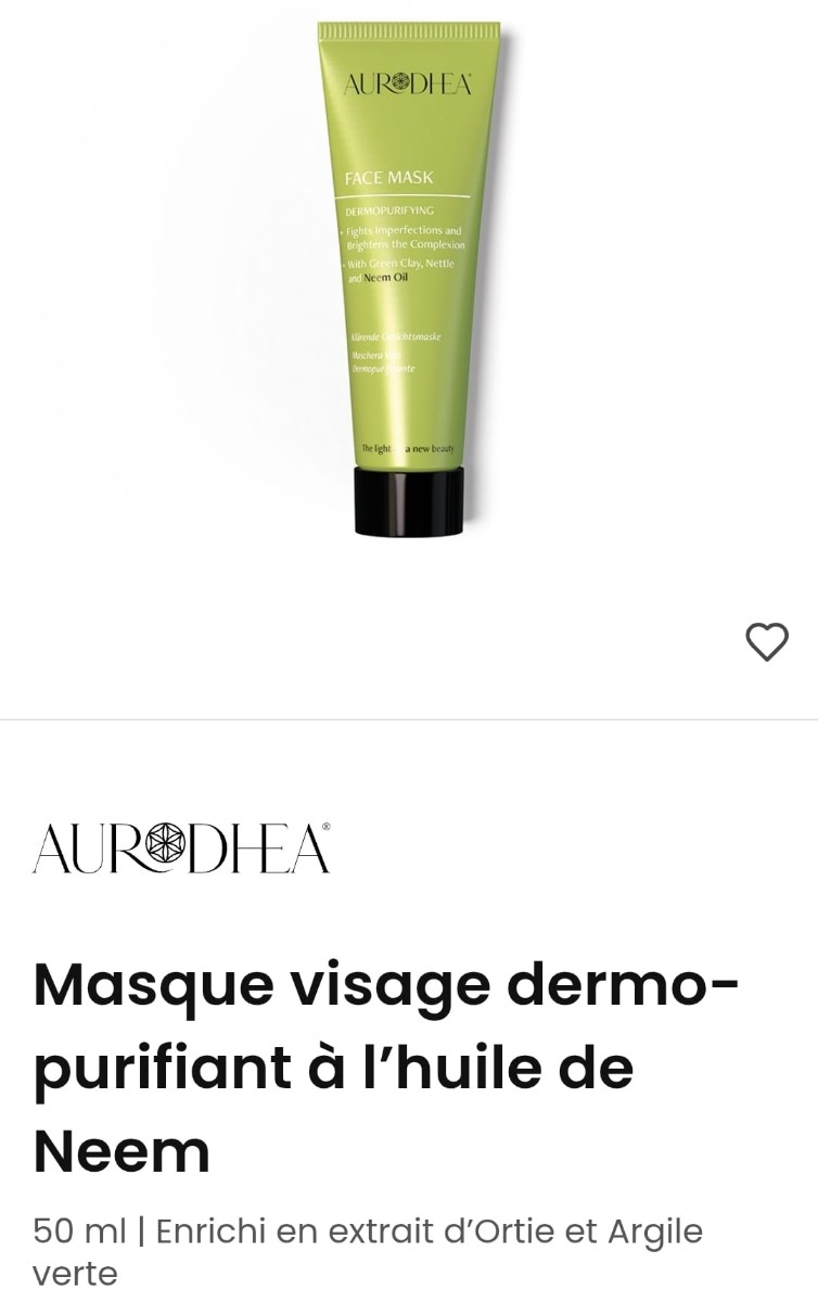 Masque visage dermo-purifiant à l'huile de Neem
