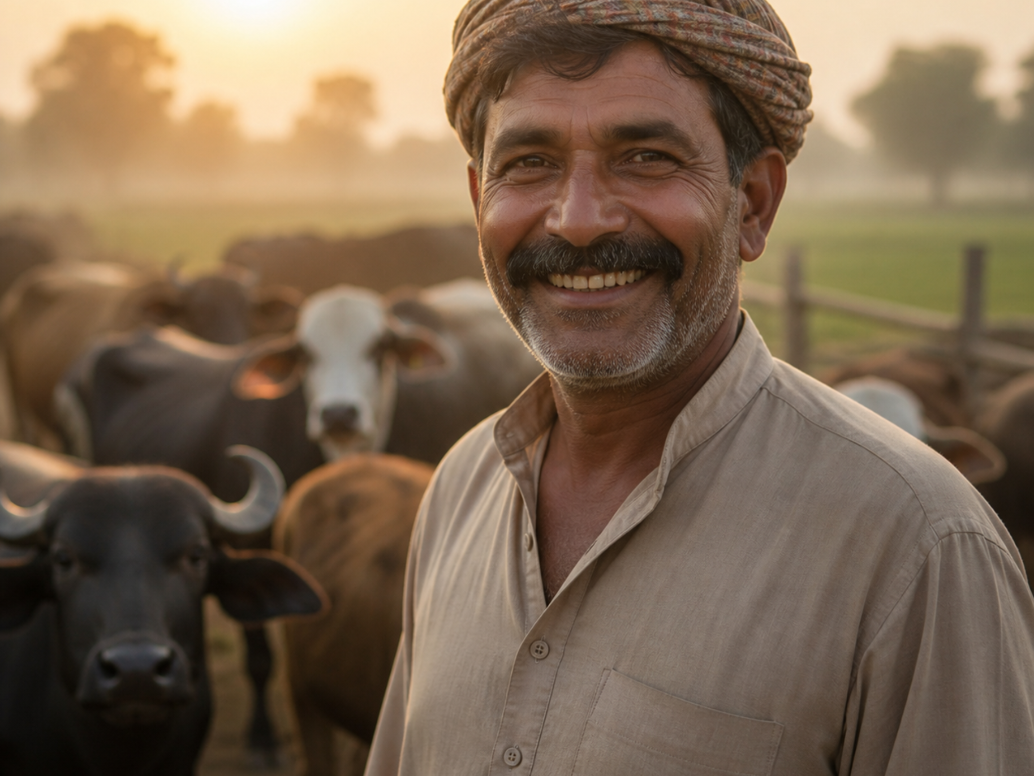 Farmer with livestock