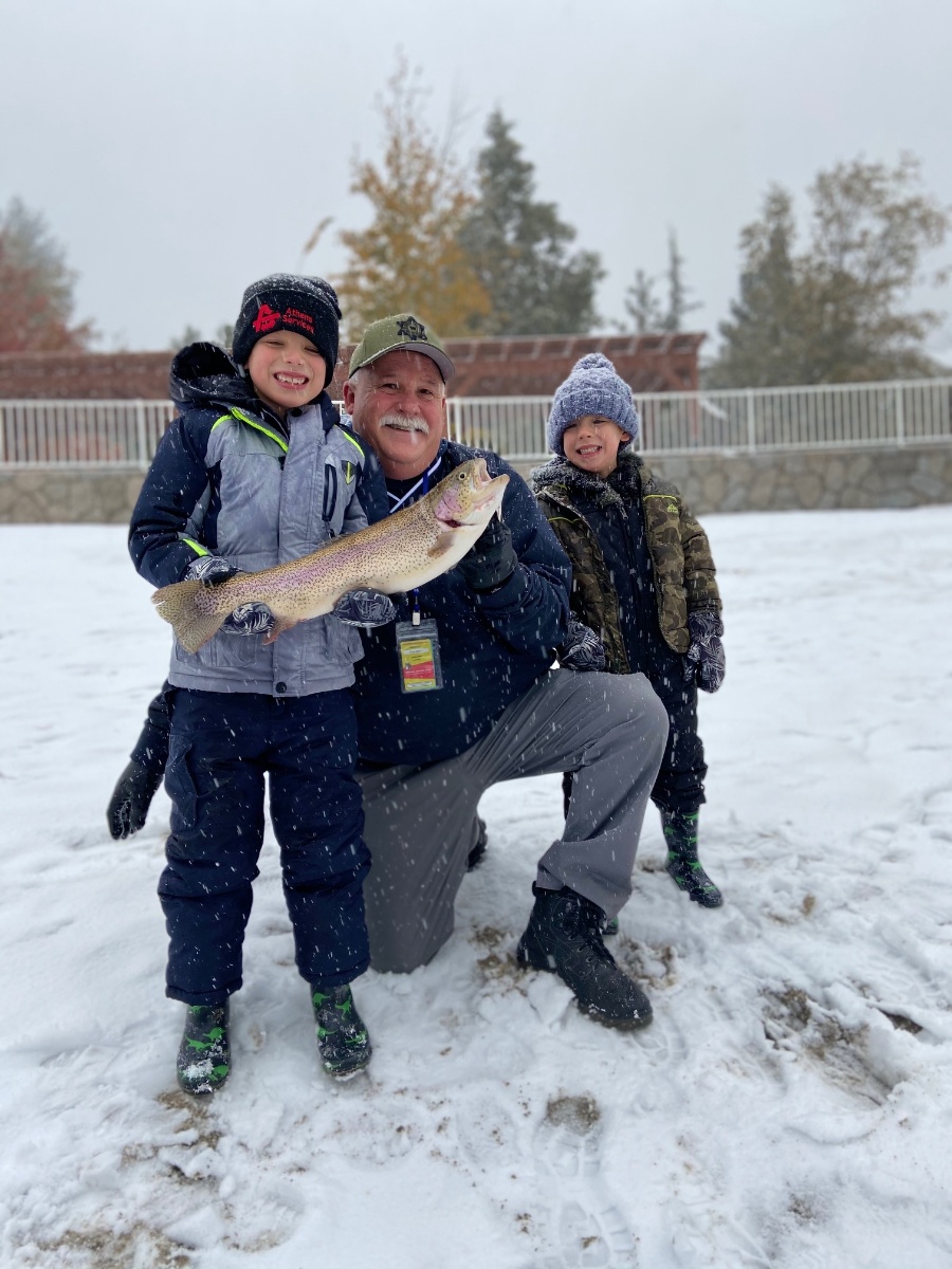 Gary and his grandsons at the world's coldest Junior Trout Rodeo