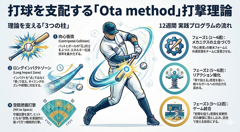 打球を支配する「Ota method」打撃理論 - 理論を支える3つの柱と12週間実践プログラムの流れ