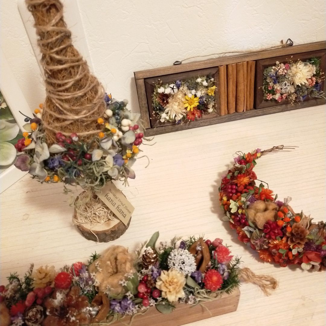 ドライフラワー作品を委託販売しています♪