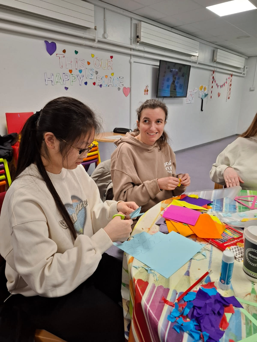 Young people connecting in community