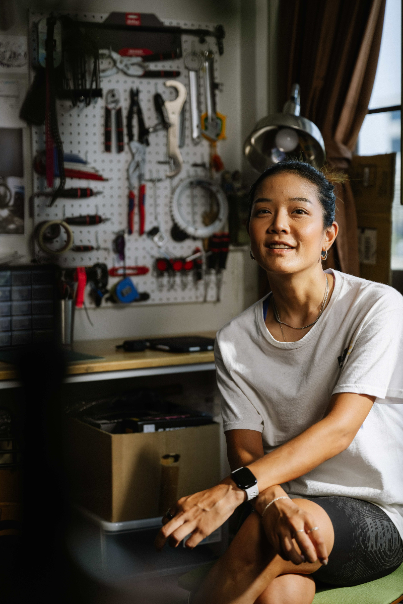 Gift Muzcali in her bicycle workshop