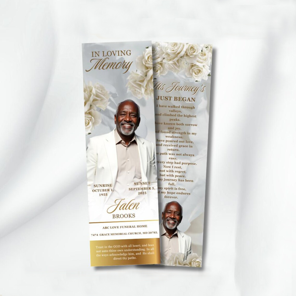 Memorial Bookmarks - Professional memorial printing service