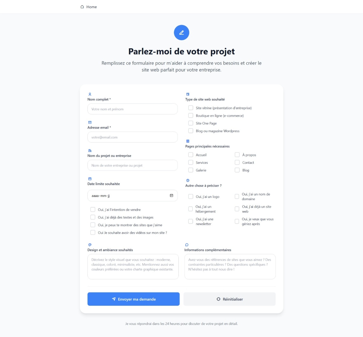 Parlez-moi de votre projet
