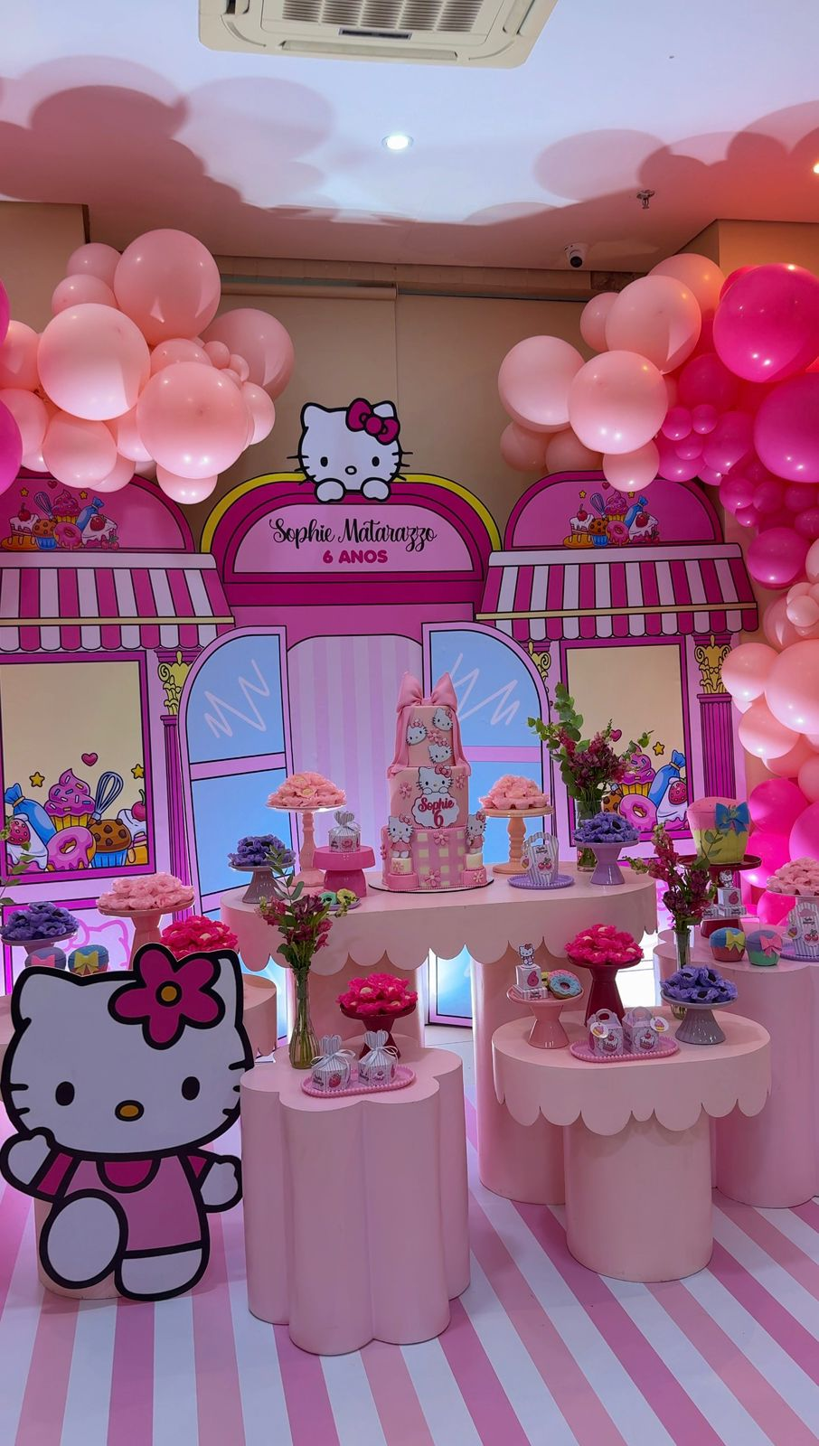 Vista panorâmica da festa Hello Kitty