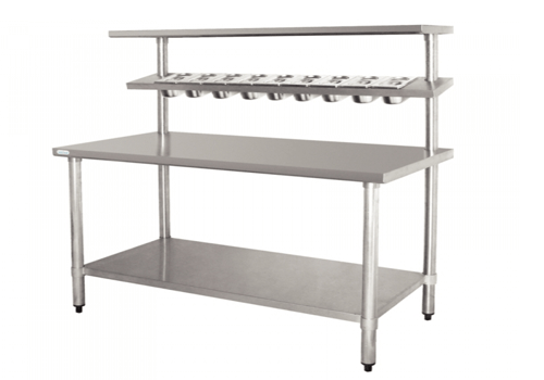 Kệ inox 2 tầng có khay topping