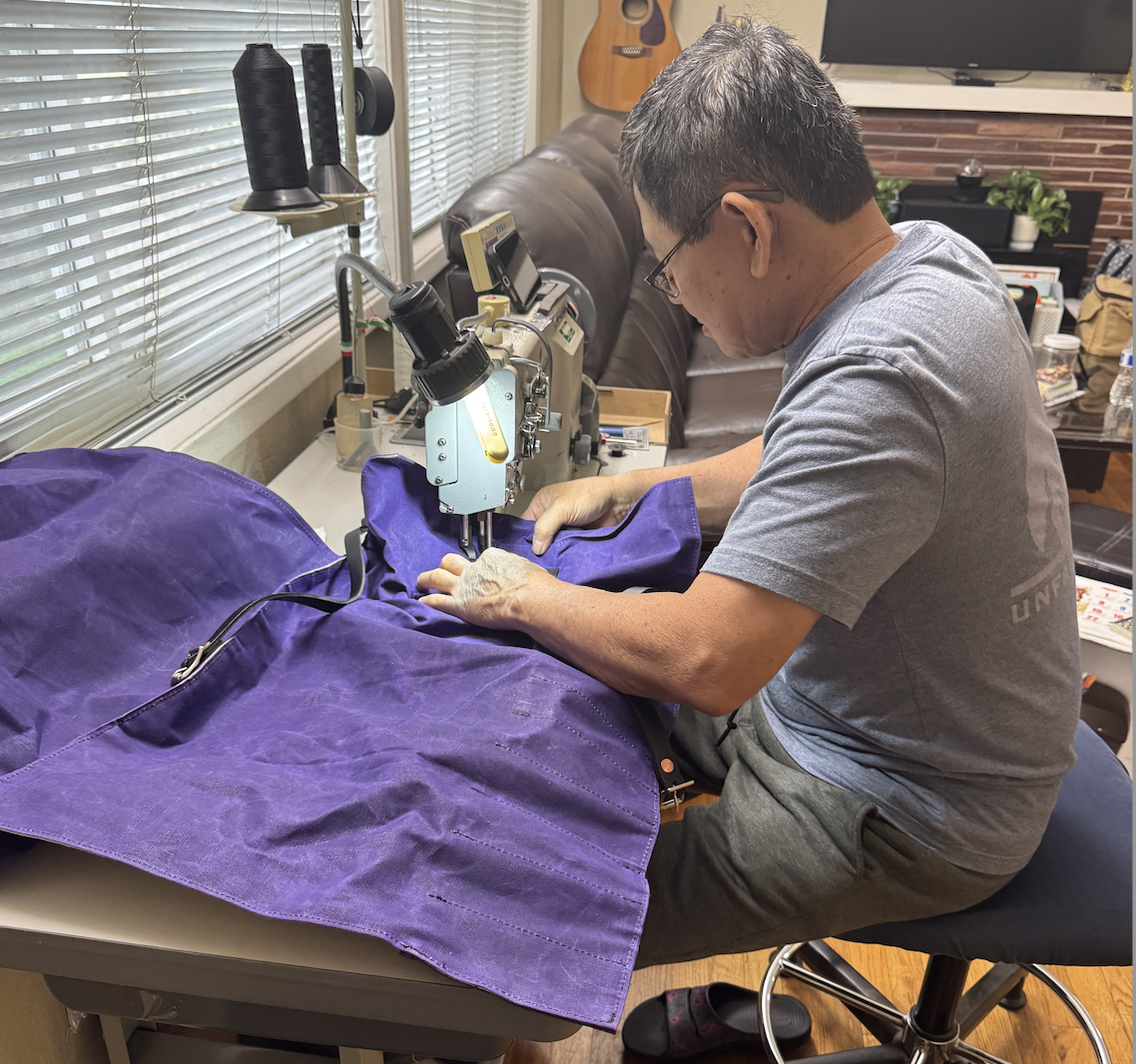 Close-up of expert sewing craftsmanship