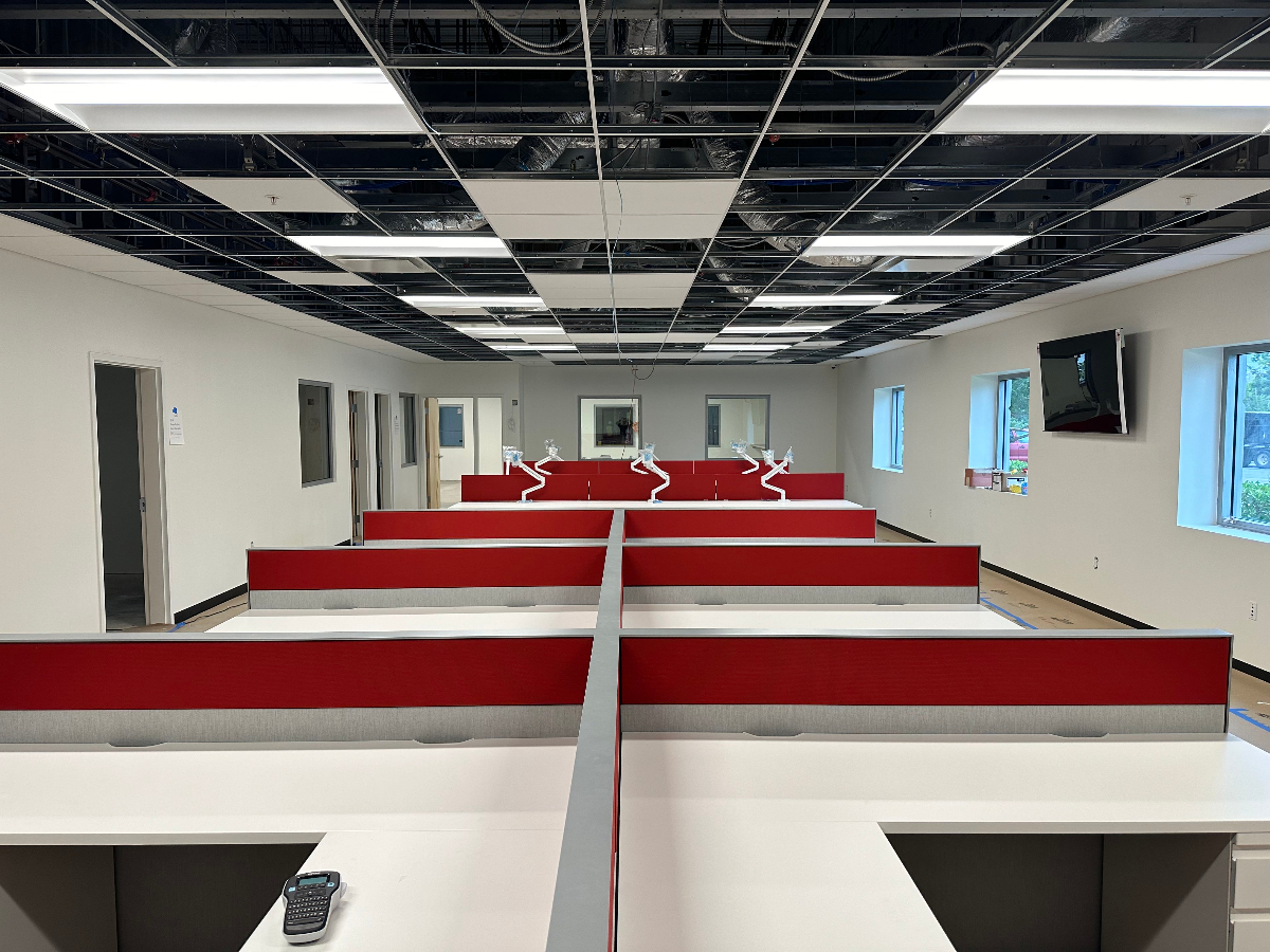 Commercial office renovation with workstations