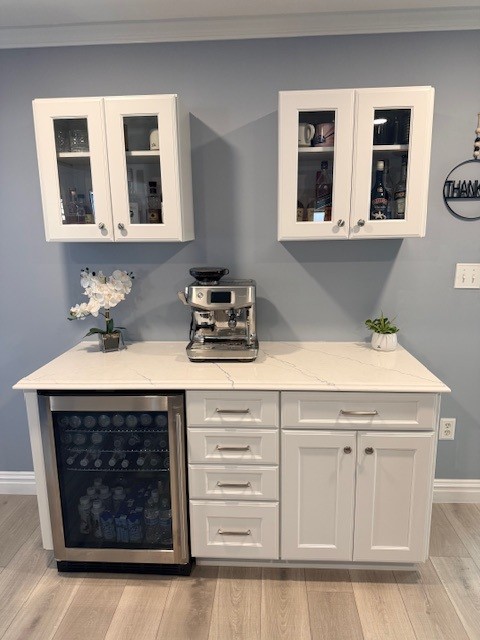 Kitchen bar area with wine fridge and espresso machine
