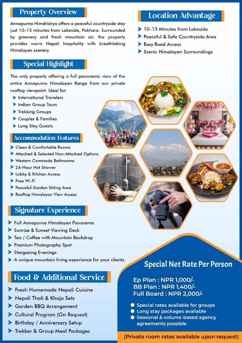 Annapurna Himdrishya Property Overview - Location, Accommodation Features, Signature Experience, Food & Services, Special Rates