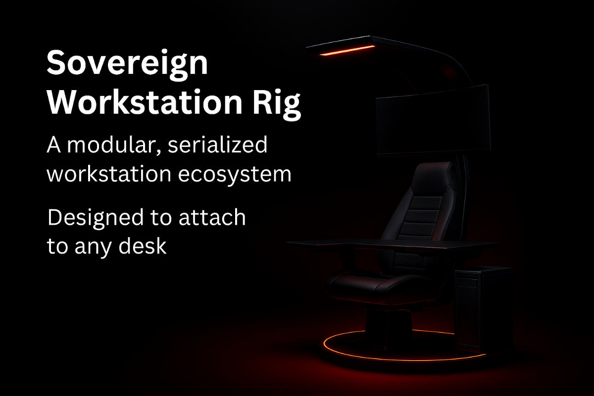 ArcAI Sovereign Workstation Rig - Modular desk-mounted architecture with integrated lighting