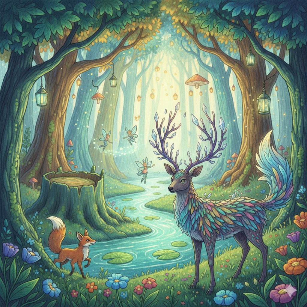 Children's book illustration with colorful characters