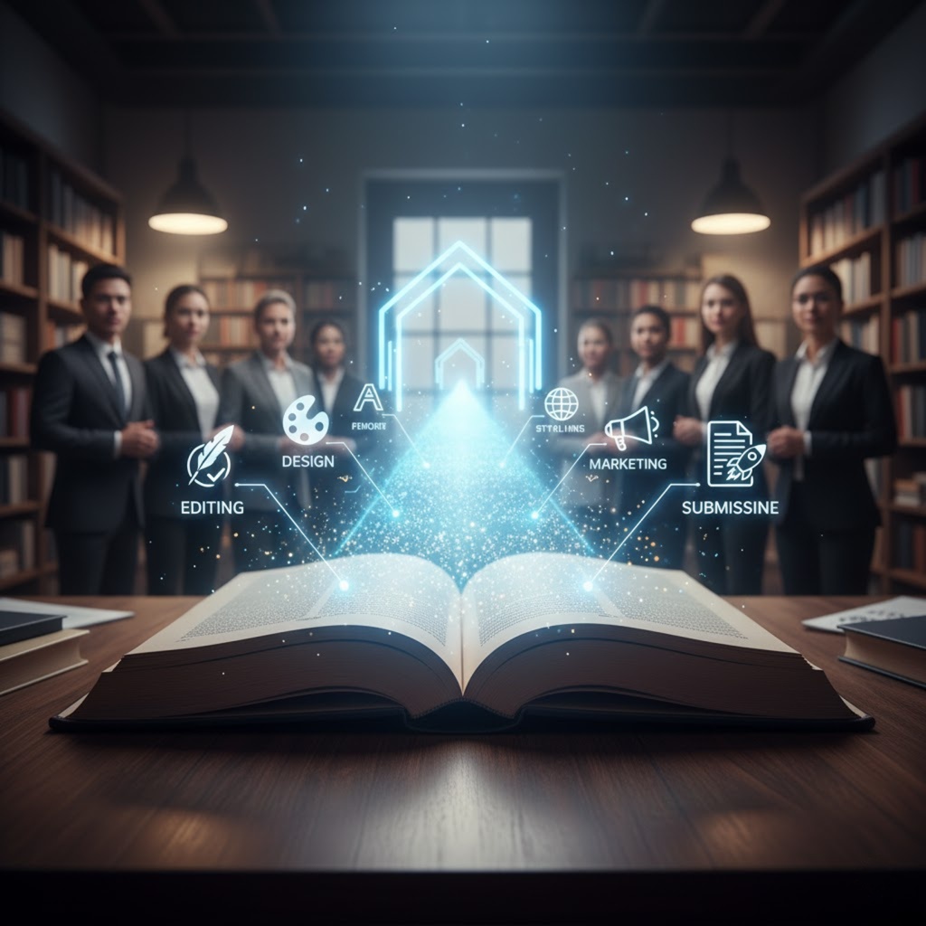 Professional book publishing services illustration