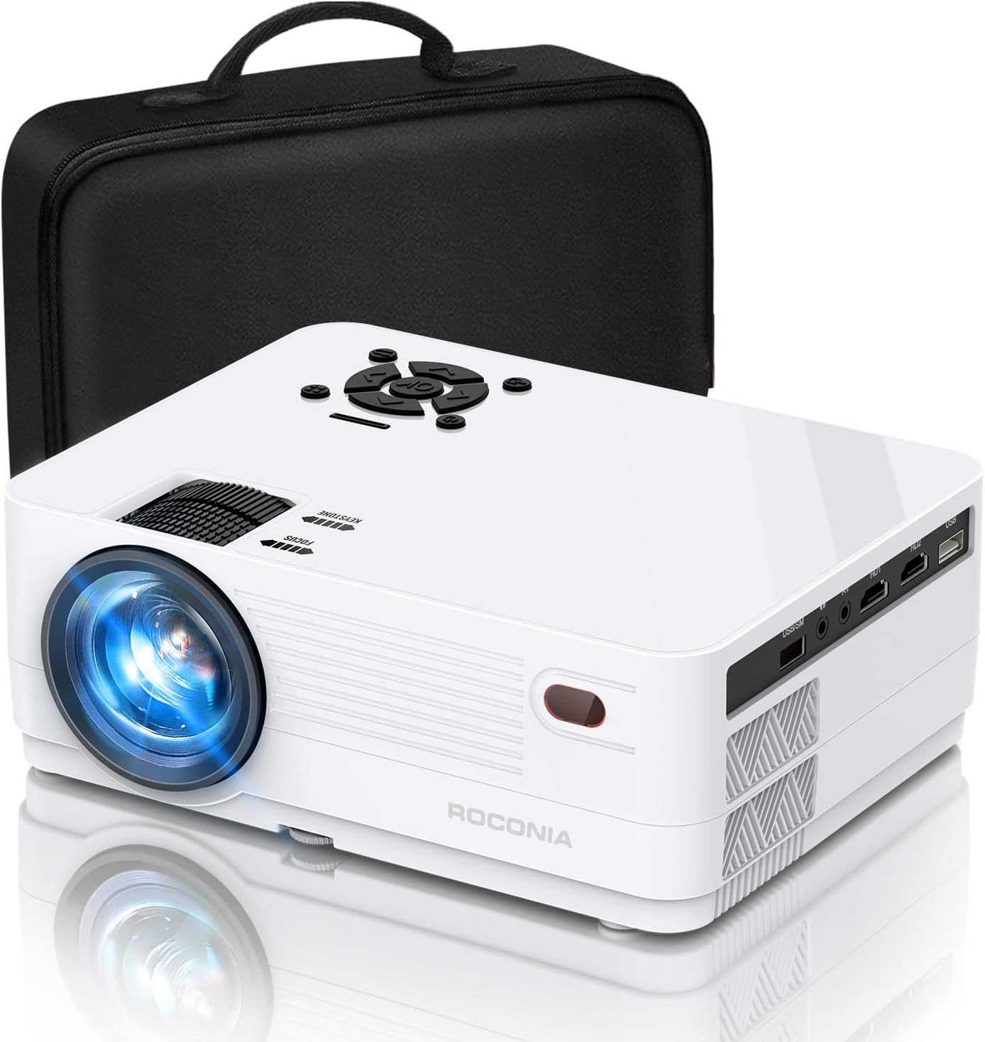 Roconia 5G WiFi Bluetooth Native 1080 Projector, 18000LM Full HD Movie Projector, 300" Display Support 4k Home Theater