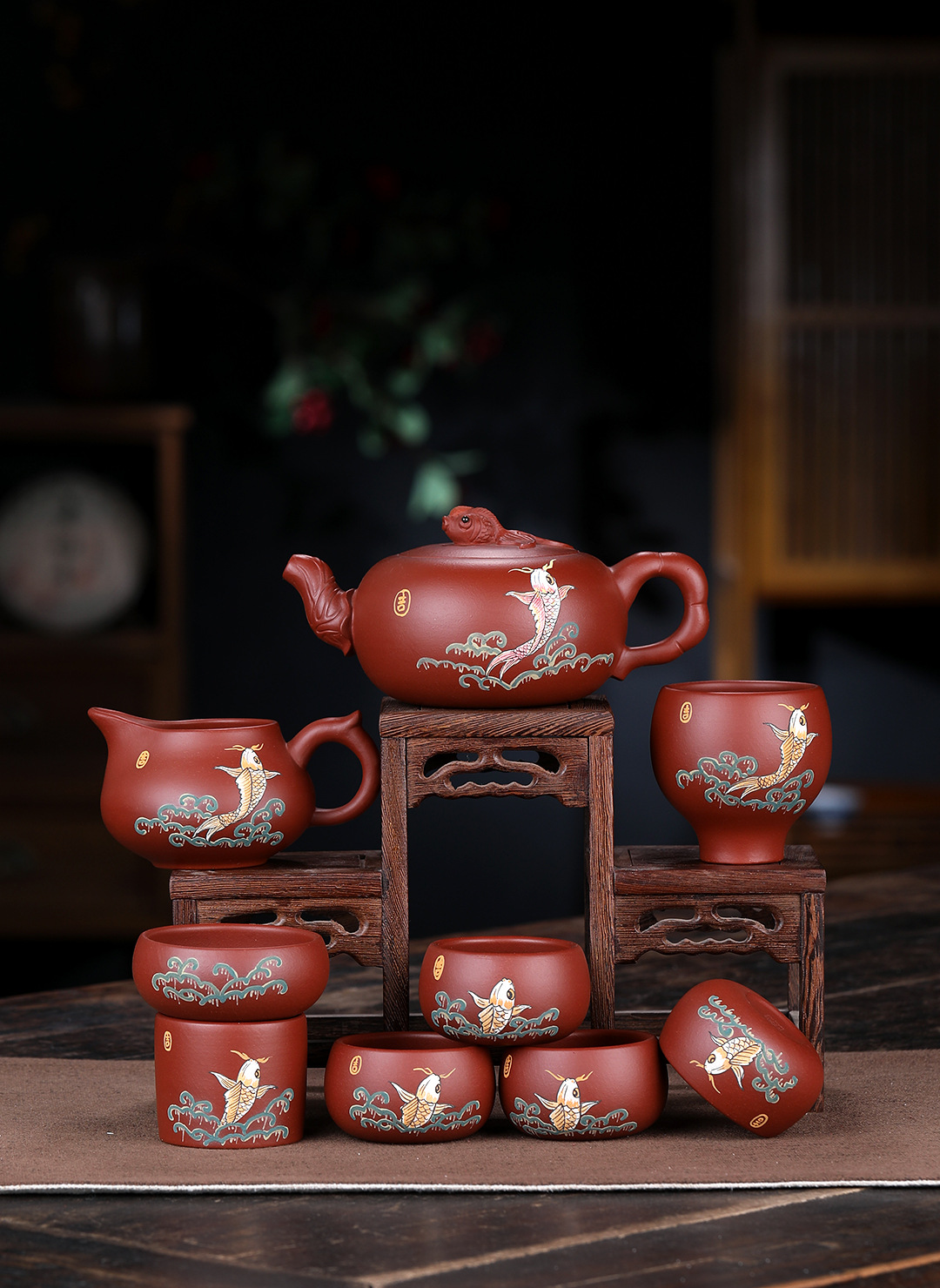 Bộ Ấm Chén Chu Sa Niên Niên Hữu Dư