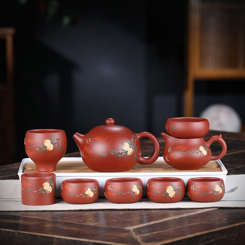 Bộ Ấm Chén Chu Sa Phúc Thọ Song Toàn