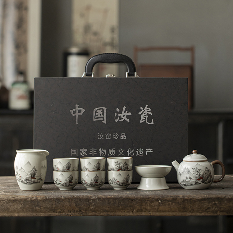 Bộ Ấm Chén Sứ Nhữ Diêu Tuyết Sơn