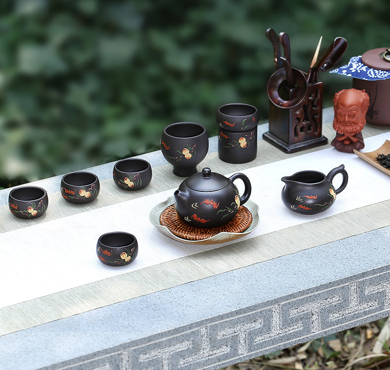 Bộ Ấm Chén Hắc Nê Phúc Thọ Song Toàn