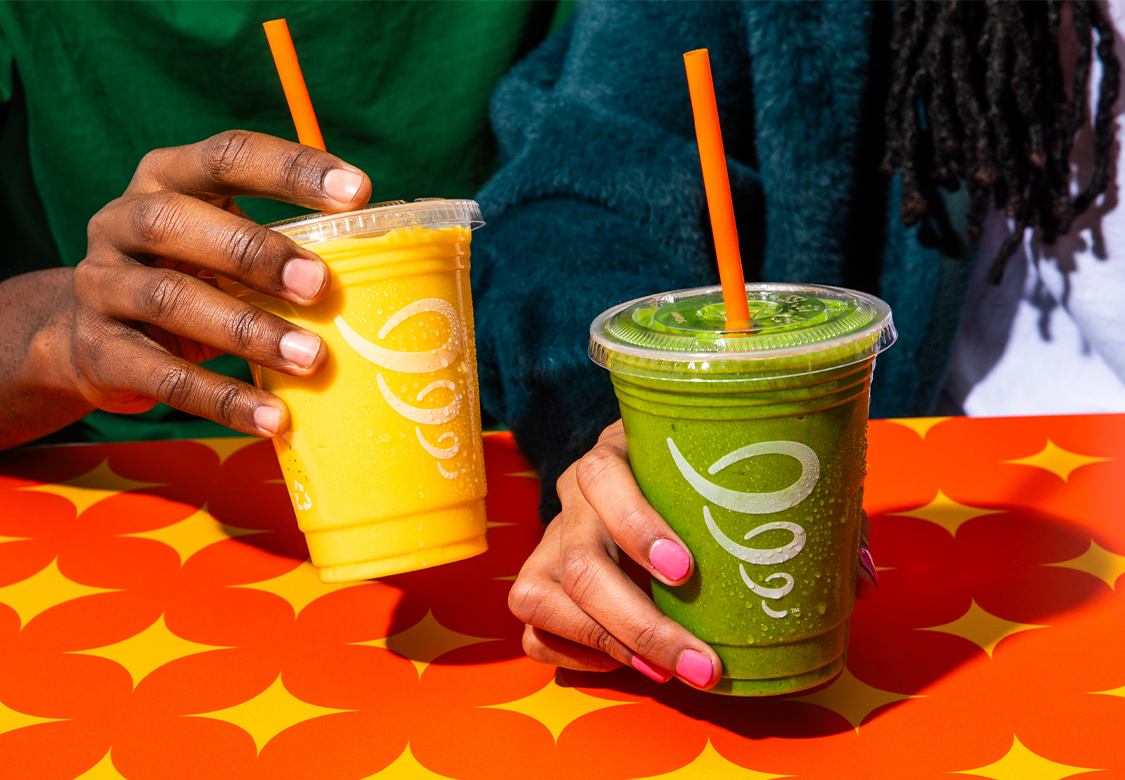 Jamba — Fresh, healthy smoothies and juices made with real fruit, promoting wellness and vitality.