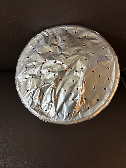 アルミを巻いて穴を開ける