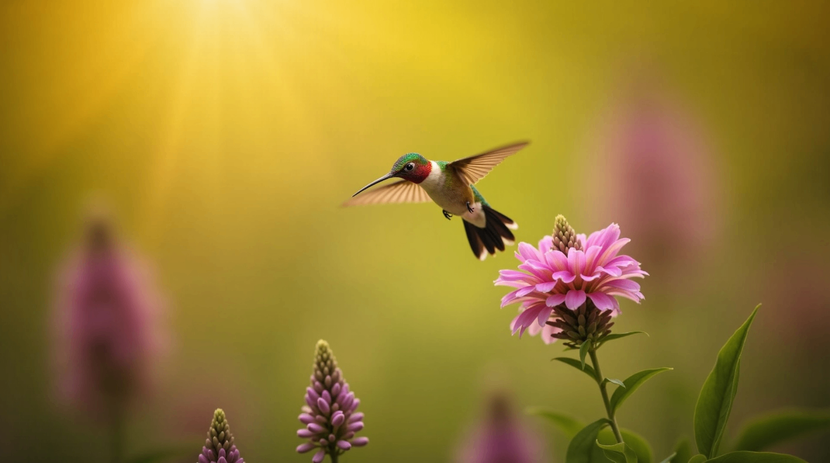 Hummingbird in garden
