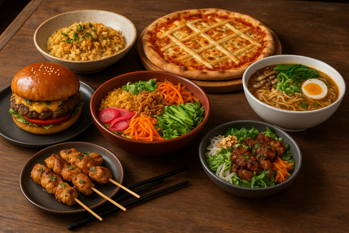 Plats appétissants Eaty - Smash burger, ramen, pizza, krousty rice, cuisine vietnamienne, pâtes