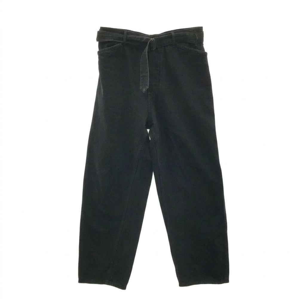 COMOLI / コモリ 2023SS ベルテッド ワイド テーパード デニムパンツ ブラック メンズ