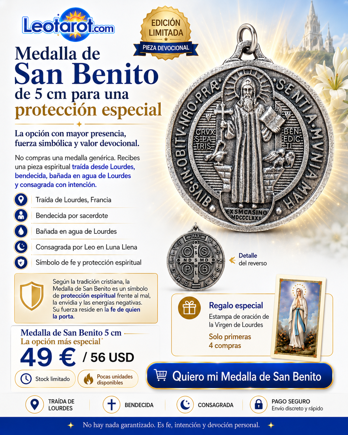 Medalla San Benito 5 cm — imagen 1