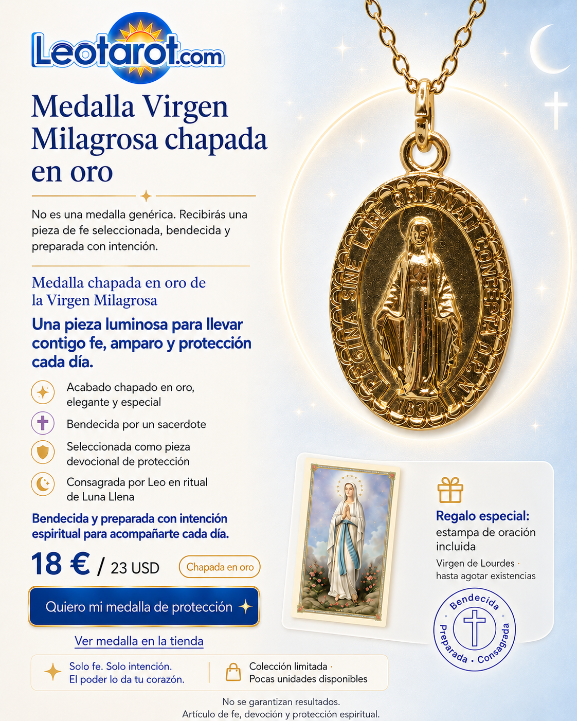 Medalla chapada oro Virgen Milagrosa — imagen 1