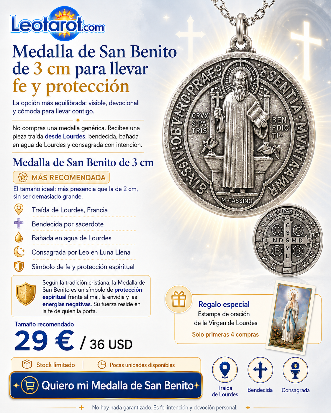 Medalla San Benito 3 cm — imagen 1