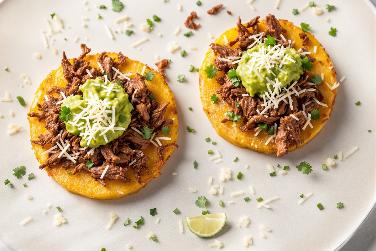 Tostones con Carne Mechada (x 4u.)