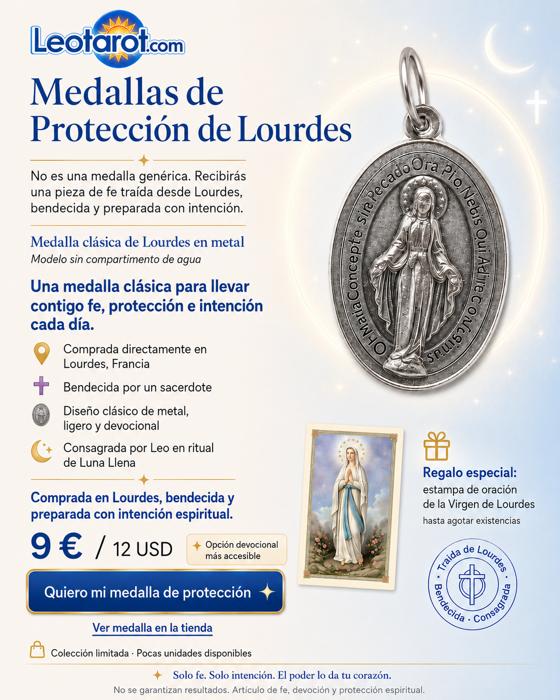 Medalla metal Lourdes — imagen 1