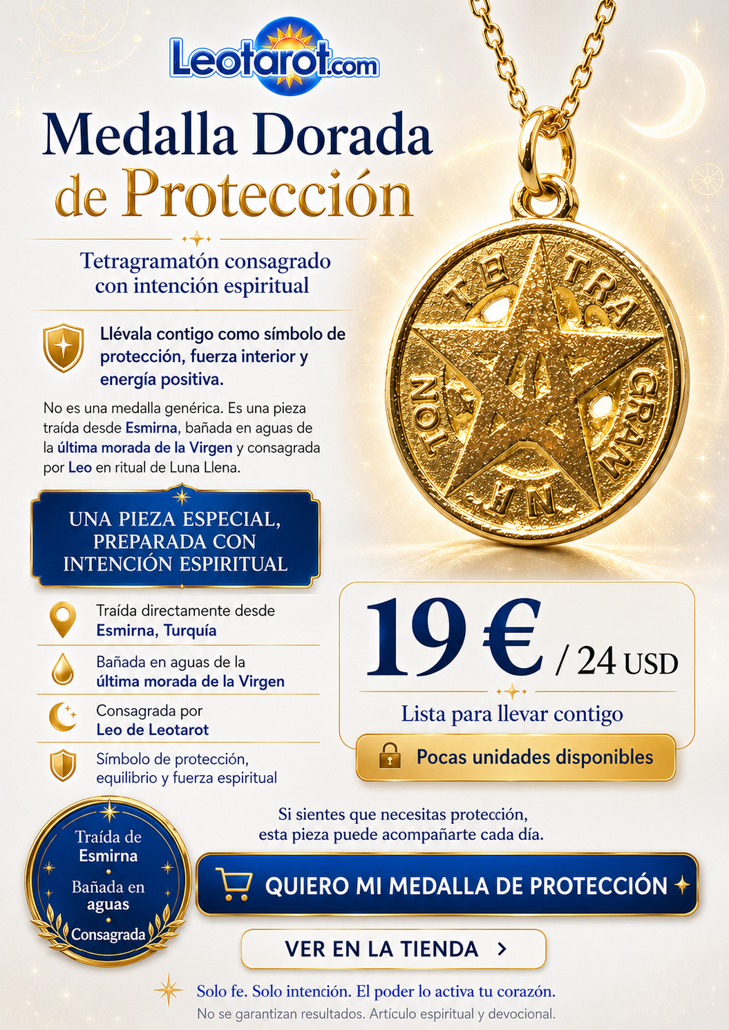Talismán Tetragramatón dorado — imagen 1