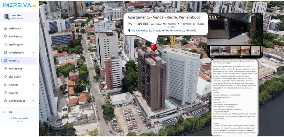 Interface da Plataforma Imersiva360