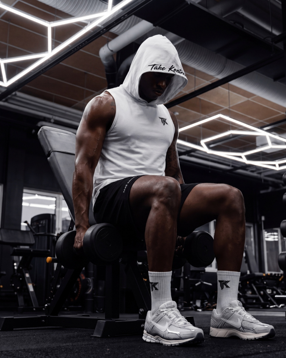 Relentless Sleeveless Hoodie — White