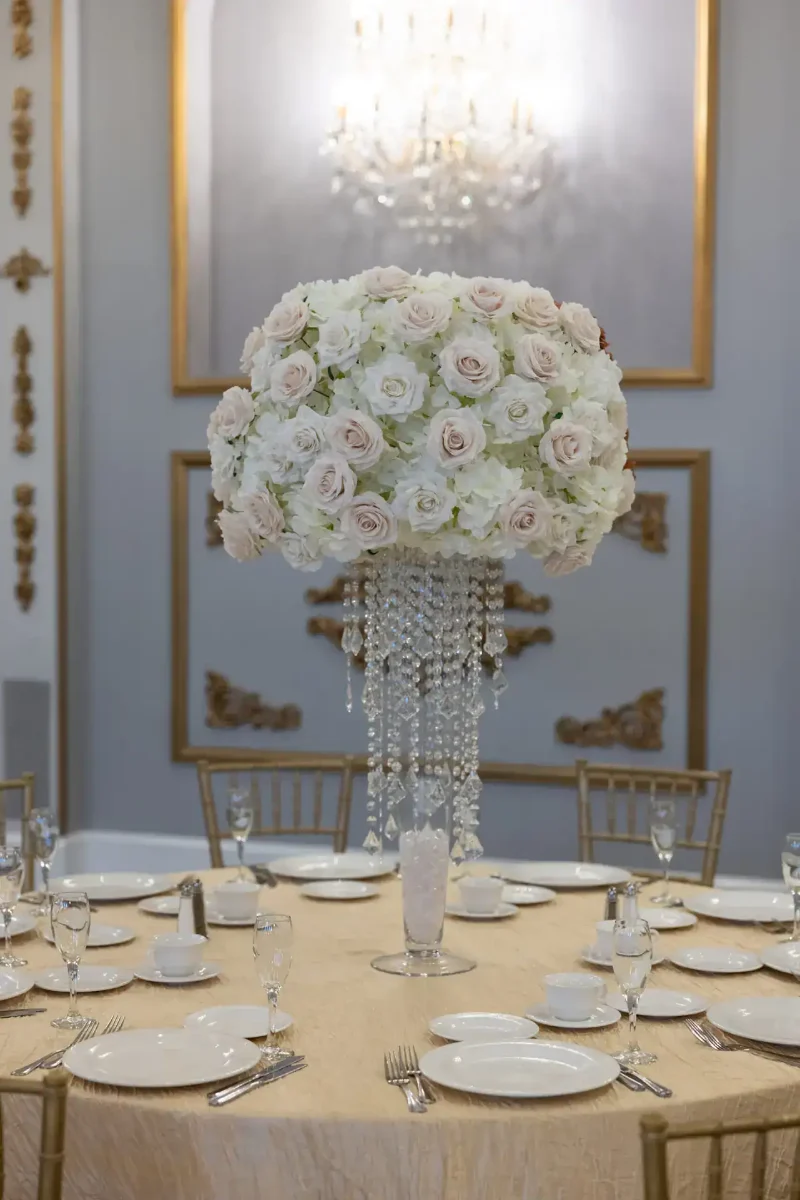 White and Beige Hydrangea and Rose