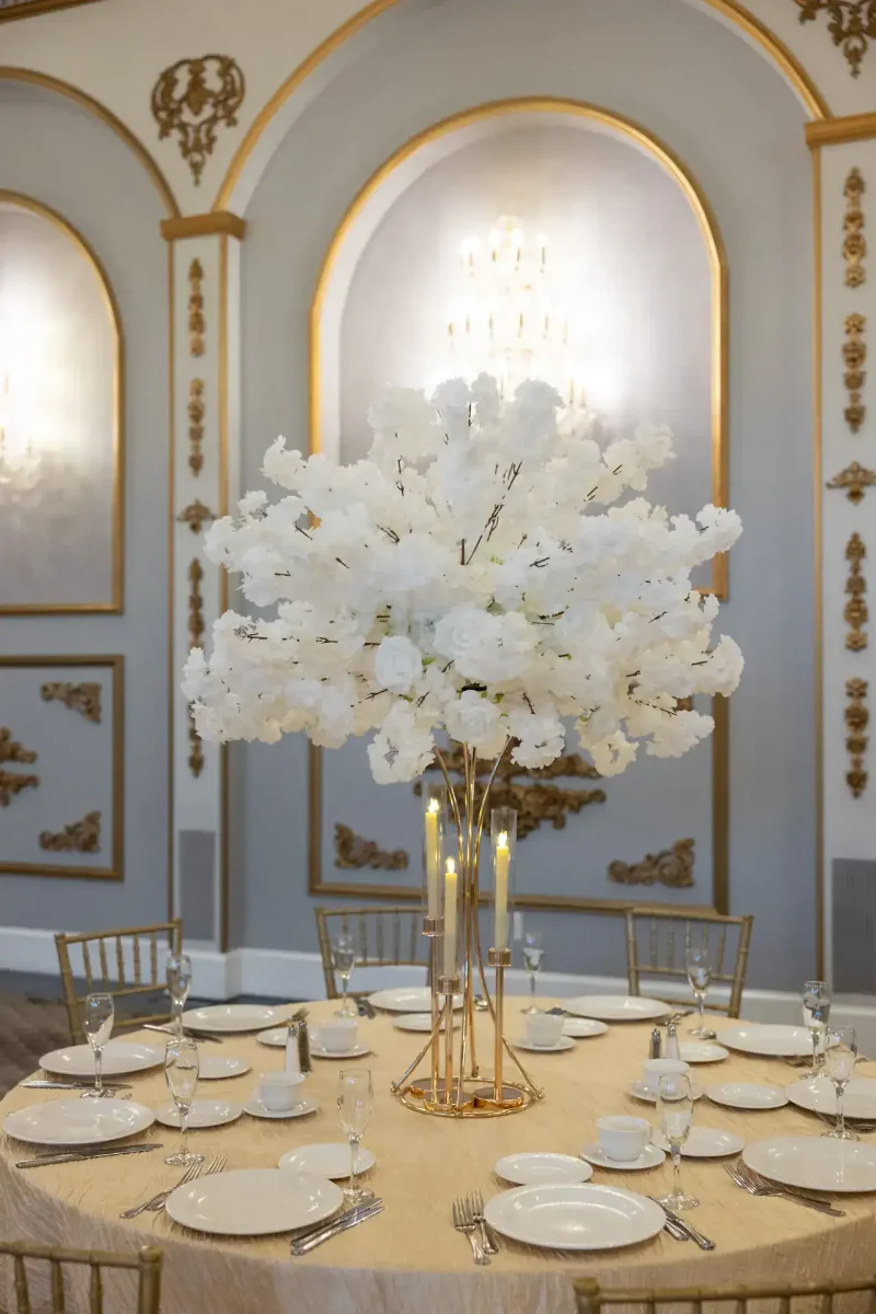 Timeless on Gold Hourglass Stand with Gold Taper candle holder