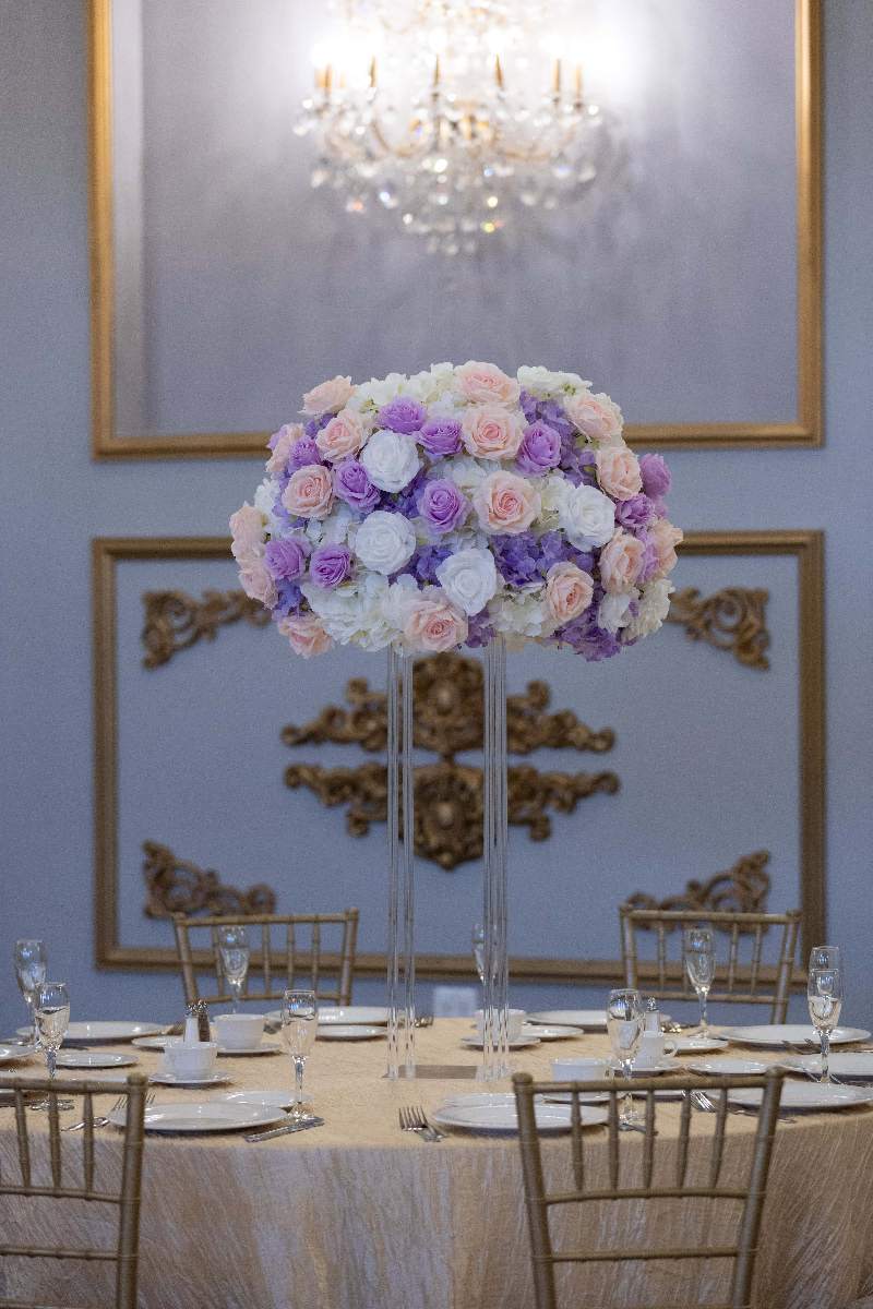 White, Pink and Lavender Hydrangea and Rose