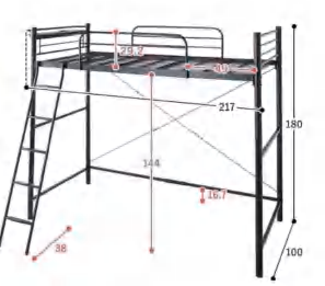 D-H9818 Loft Bunk Bed