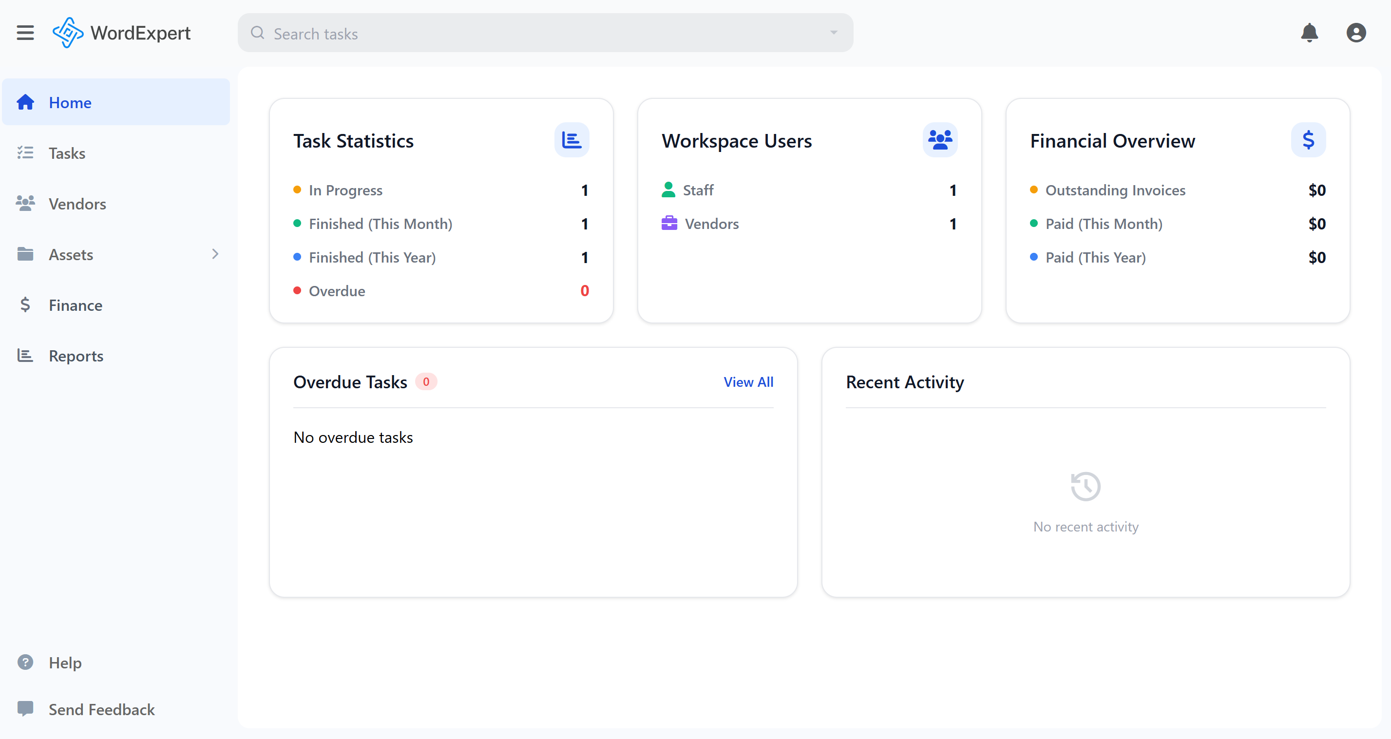 WordExpert Dashboard Interface