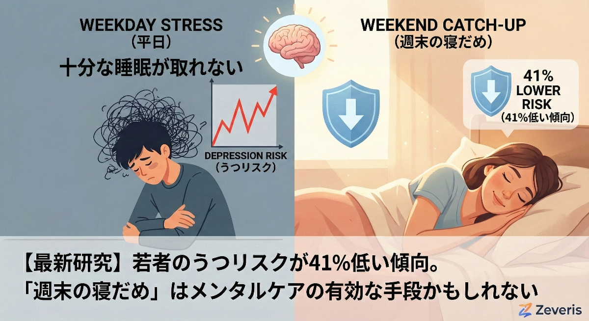 【最新研究】若者のうつリスクが41%低い傾向。「週末の寝だめ」はメンタルケアの有効な手段かもしれない
