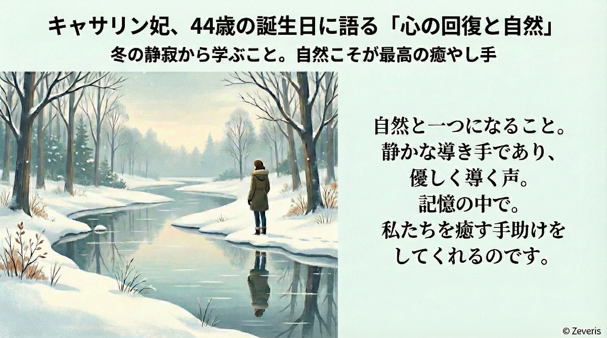 キャサリン妃、44歳の誕生日に語る「心の回復と自然」私たちが冬の静寂から学べること