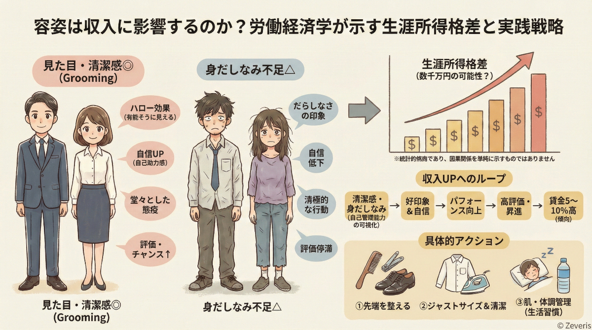 容姿と収入の関連性を経済学研究から読み解く──生涯年収への影響と現実的な向き合い方