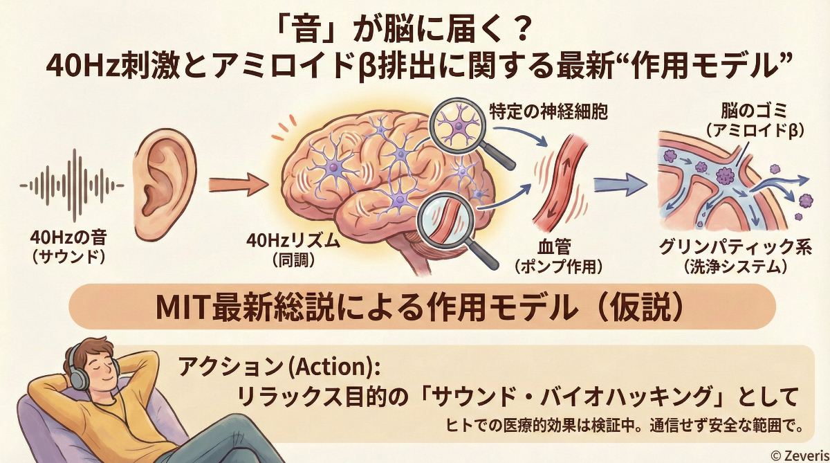 「音」が脳に届く? 40Hz刺激とアミロイドβ排出に関する最新"作用モデル"