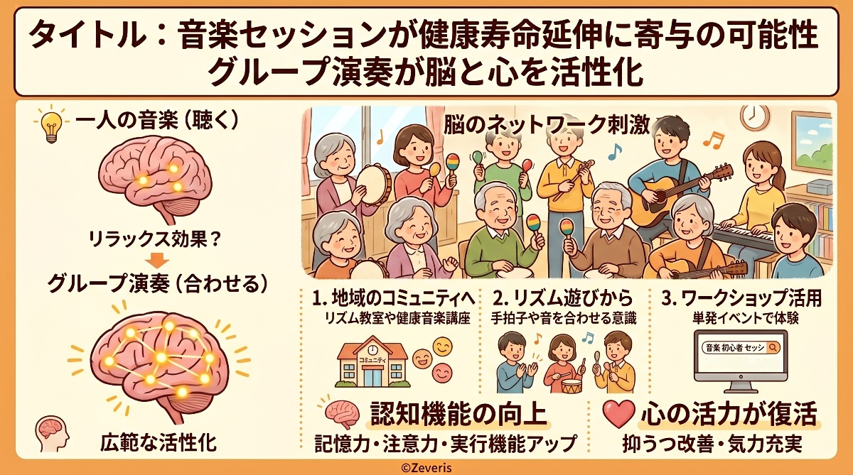 グループ音楽セッションが脳と心を活性化