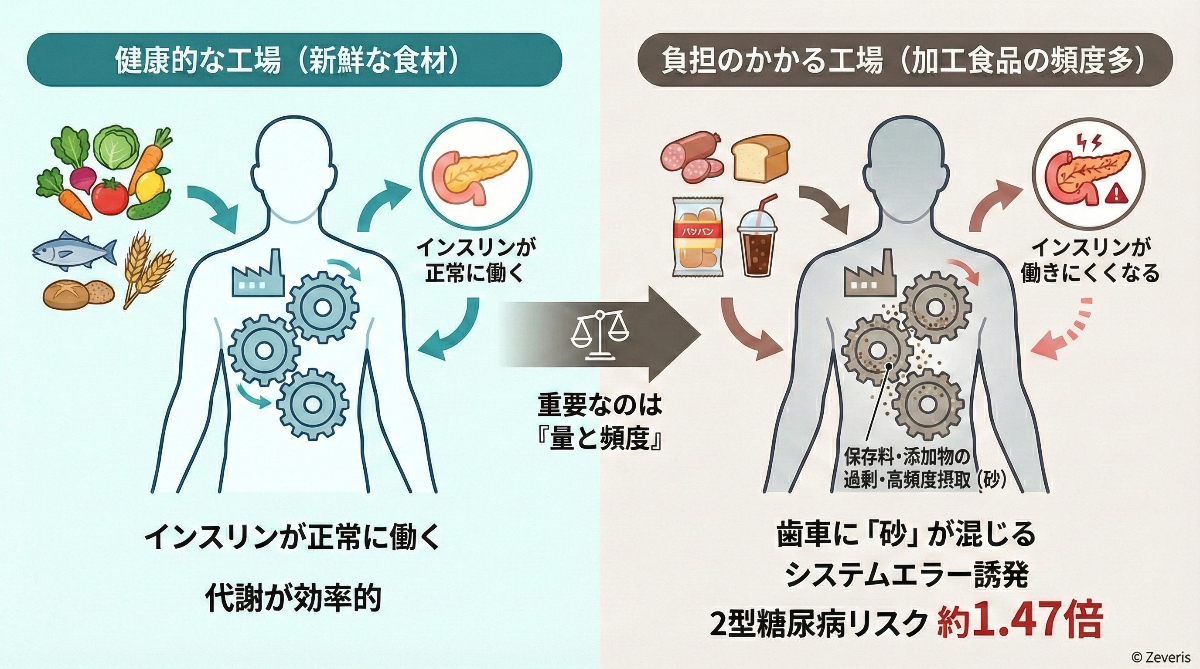 【最新研究】「保存料」摂取と2型糖尿病リスクの関連性について。10万人調査でわかった「量と頻度」の重要性