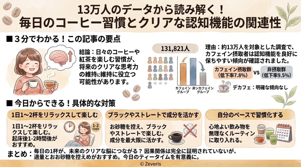 13万人のデータから読み解く!毎日のコーヒー習慣とクリアな認知機能の関連性