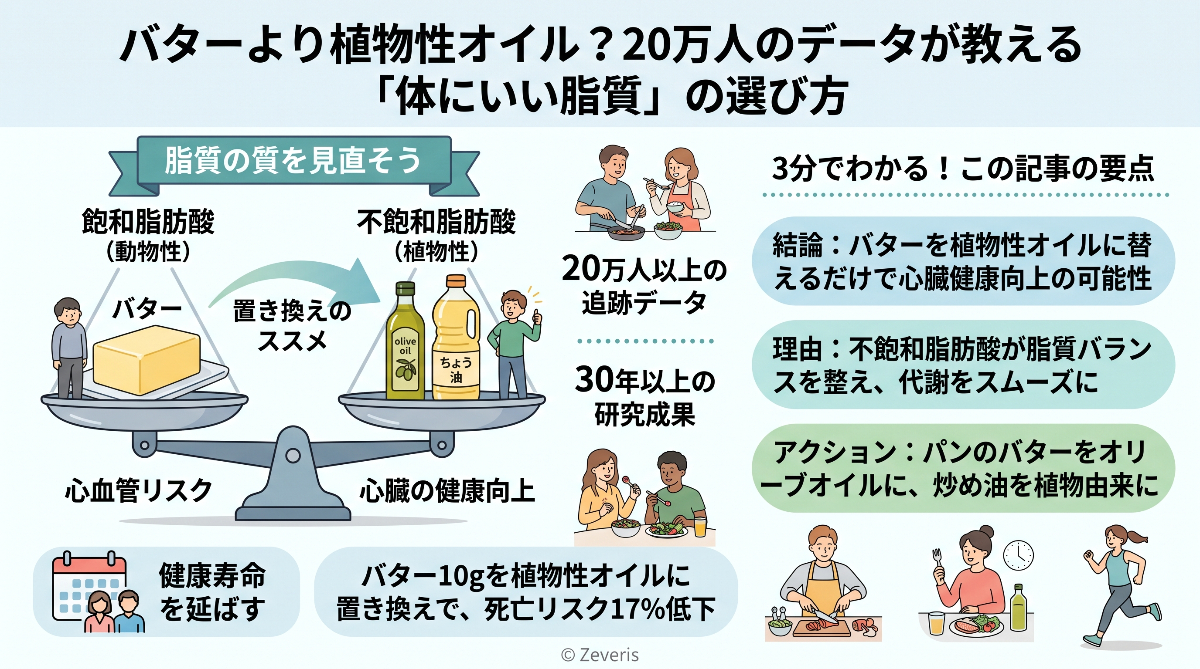 バターより植物性オイル?20万人データでわかった体にいい脂質の選び方
